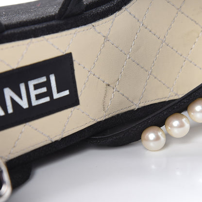 Chanel Suede Pearl Platform Sandal 36.5 Black 10 of 14