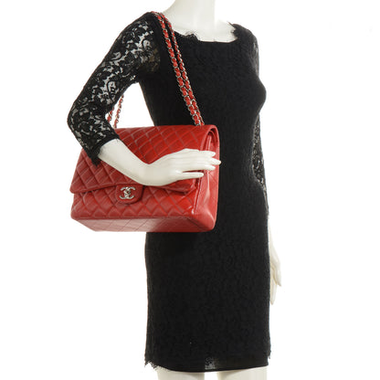 Chanel Lambskin Maxi Double Flap Red 2 of 8