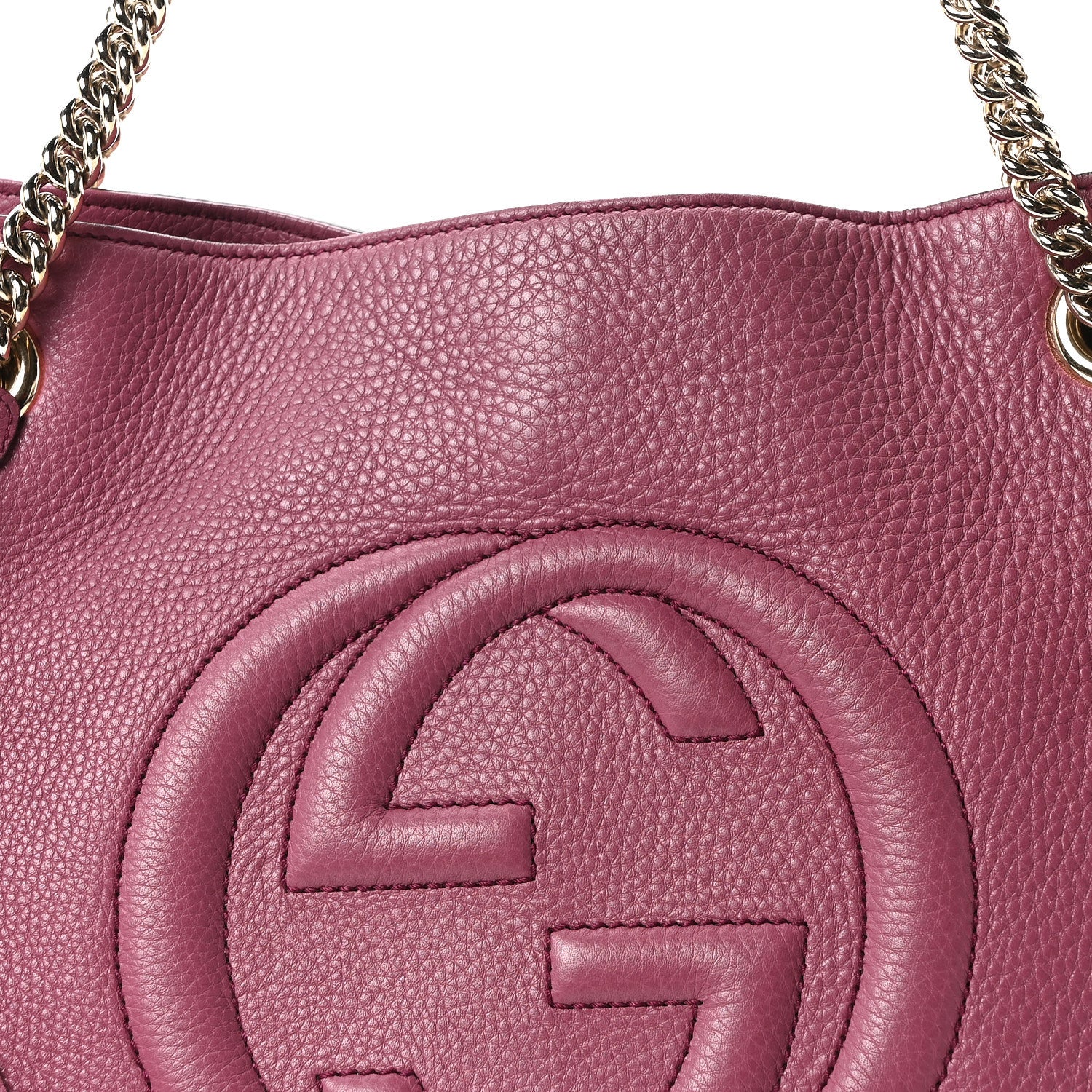 Gucci Pebbled Calfskin Medium Soho Chain Shoulder Bag Peonia Flower 8 of 10