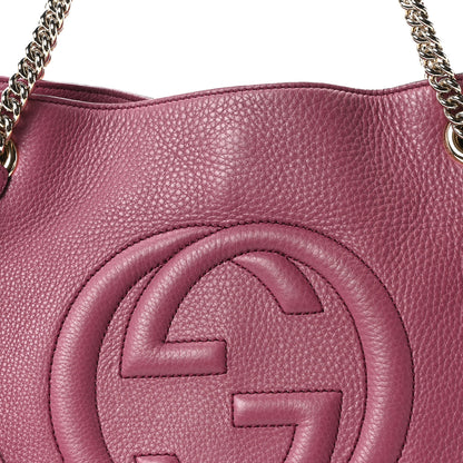 Gucci Pebbled Calfskin Medium Soho Chain Shoulder Bag Peonia Flower 8 of 10