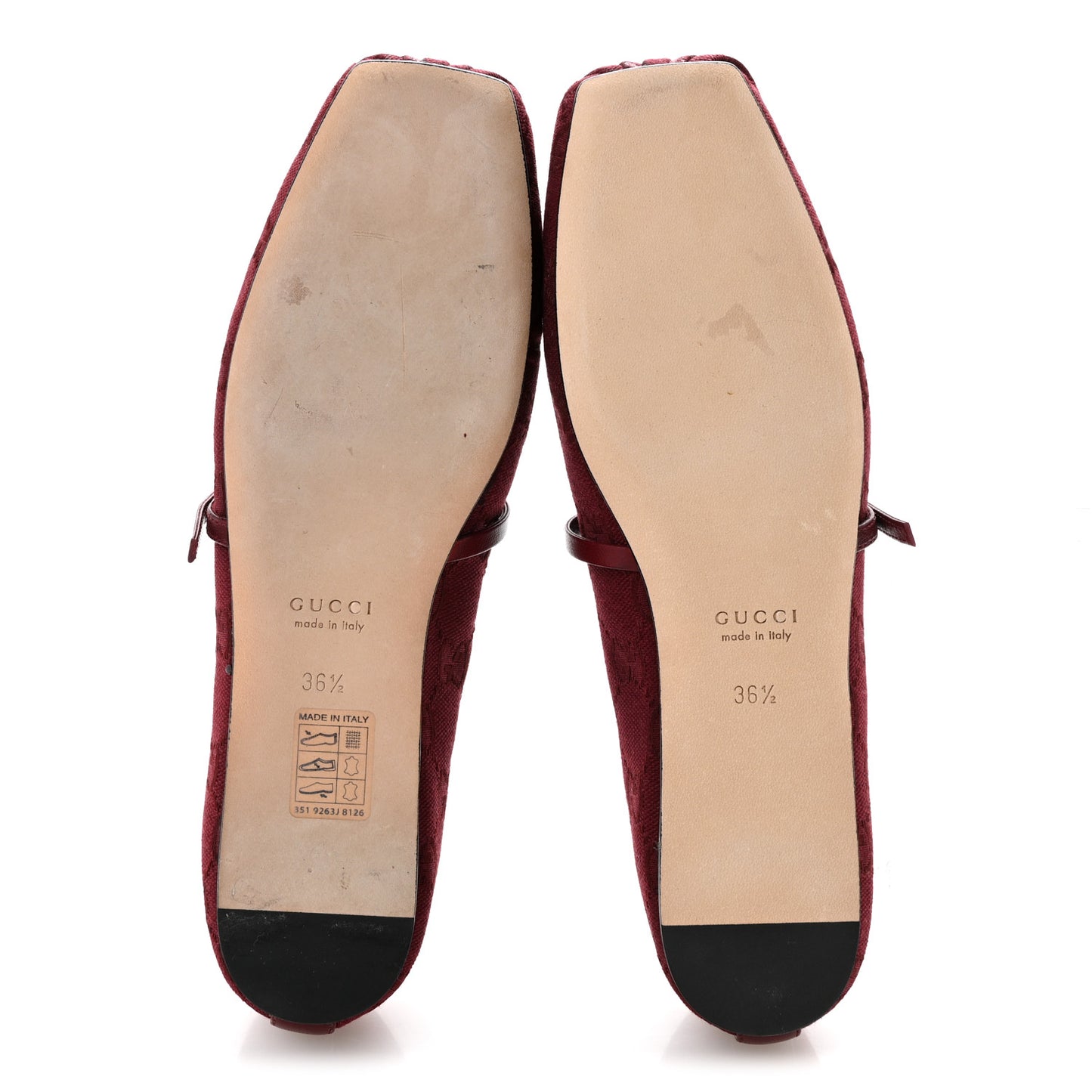 GG Monogram Horsebit Ballet Flats 36.5 Rosso Ancora