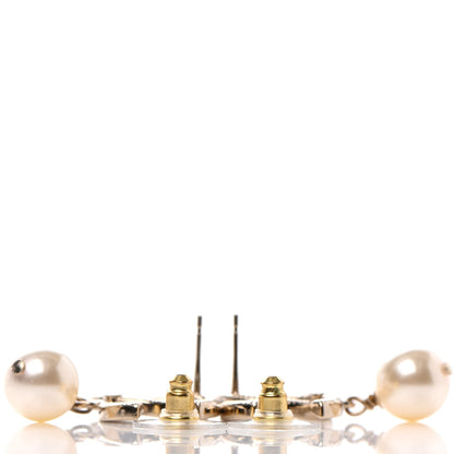 Chanel Crystal CC Pearl Drop Earrings Gold 3 of 4