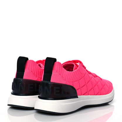 Chanel Mixed Fibers Quilted Womens CC Sneakers 36 Bright Pink 4 of 9