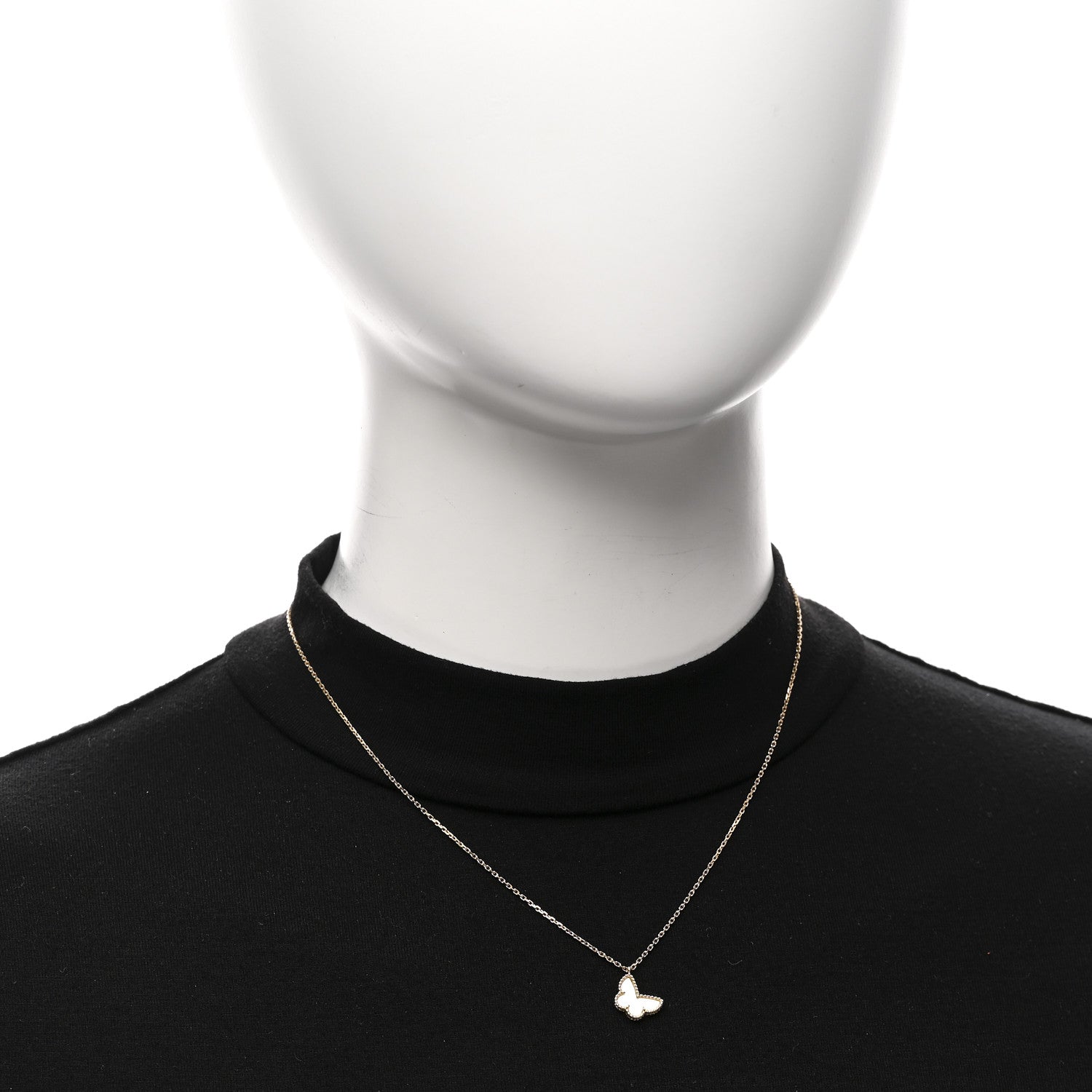 Van Cleef & Arpels 18K Yellow Gold Mother of Pearl Sweet Alhambra Butterfly Pendant Necklace 2 of 5