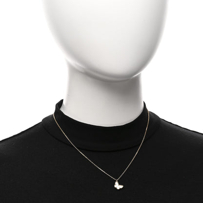 Van Cleef & Arpels 18K Yellow Gold Mother of Pearl Sweet Alhambra Butterfly Pendant Necklace 2 of 5