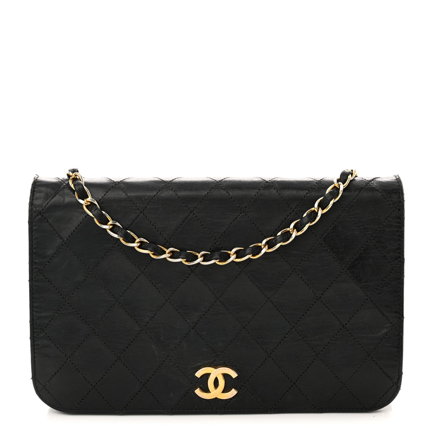 Lambskin Quilted Small Single Flap Bag Black