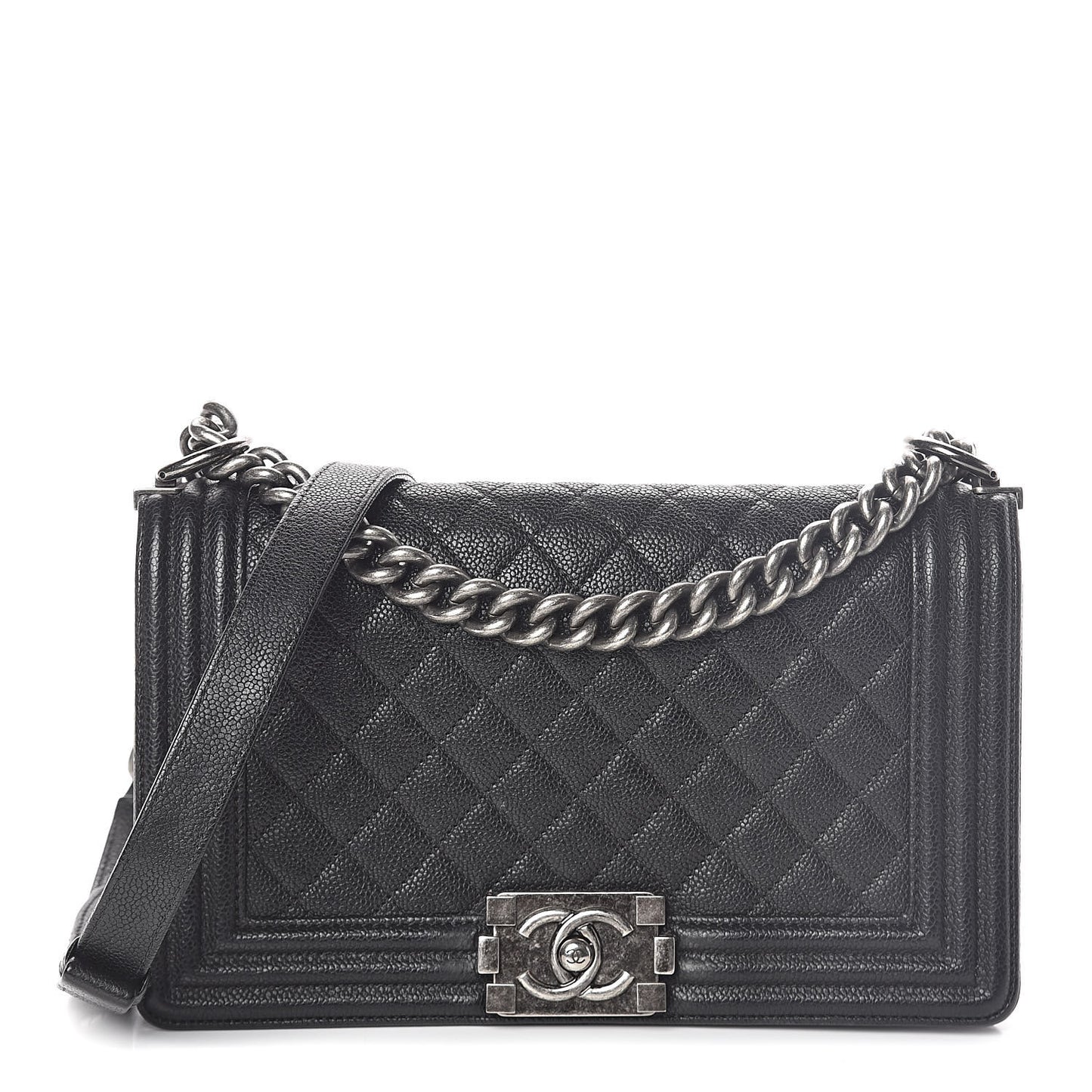 Caviar Quilted Medium Boy Flap Black