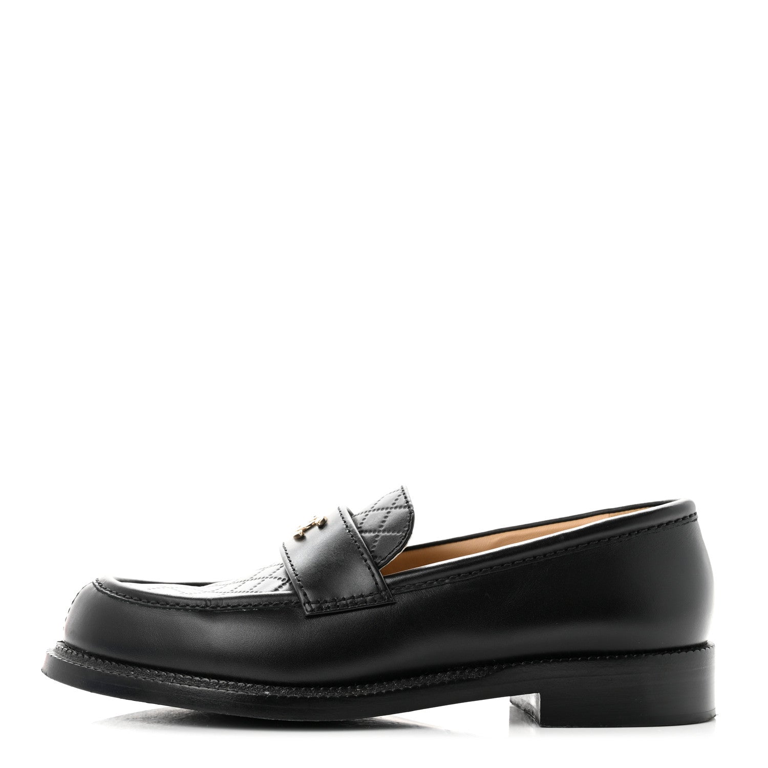 Chanel Shiny Lambskin Quilted CC Loafers 38.5 Black 1 of 8