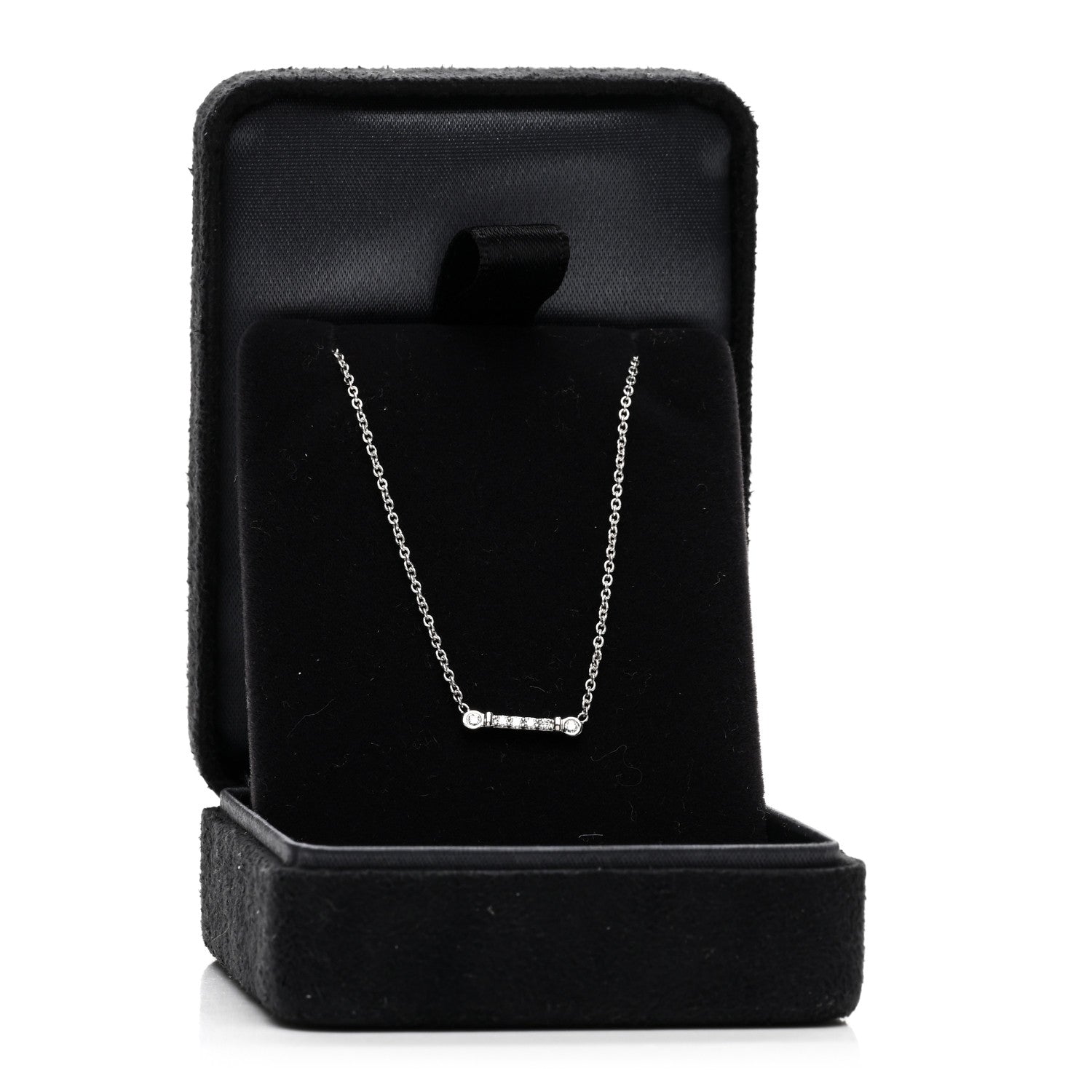 Tiffany Platinum Diamond Fleur de Lis Key Bar Pendant Necklace 5 of 5