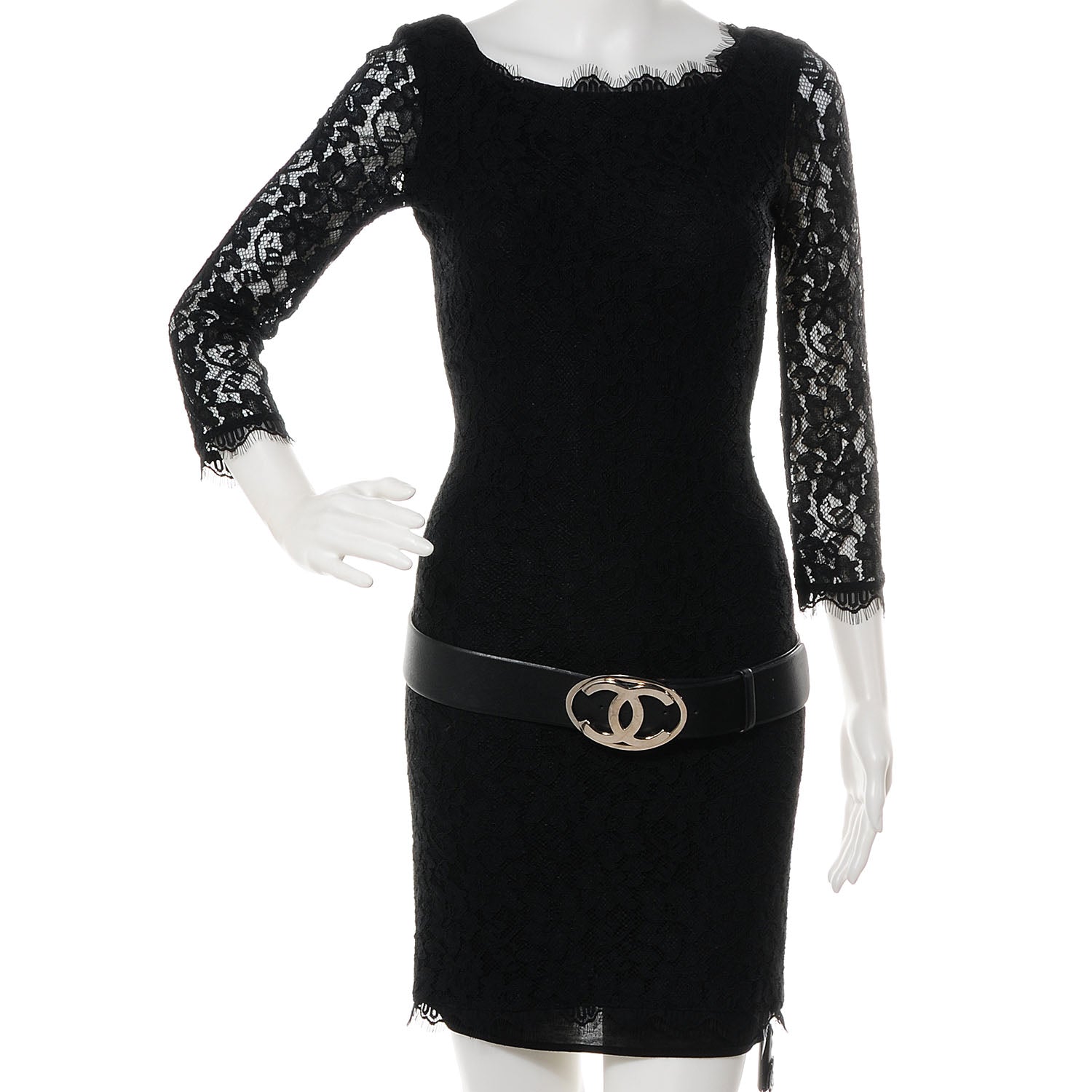Chanel Leather CC Logo Belt 95 38 Black 2 of 7