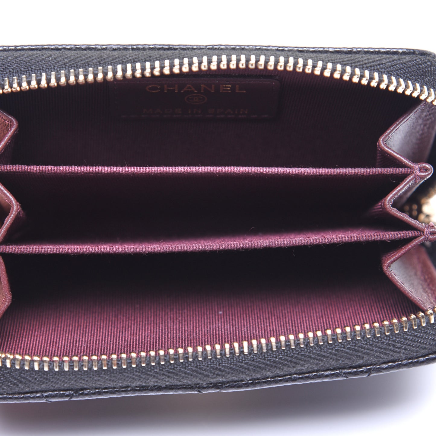 Caviar Quilted Zip Coin Purse Black