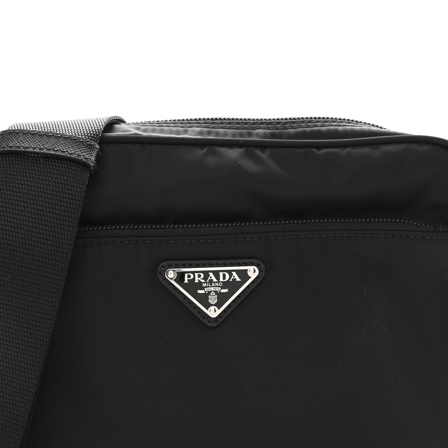 Prada Re-Nylon Vela Saffiano Pocket Double Zip Shoulder Bag Black 8 of 10