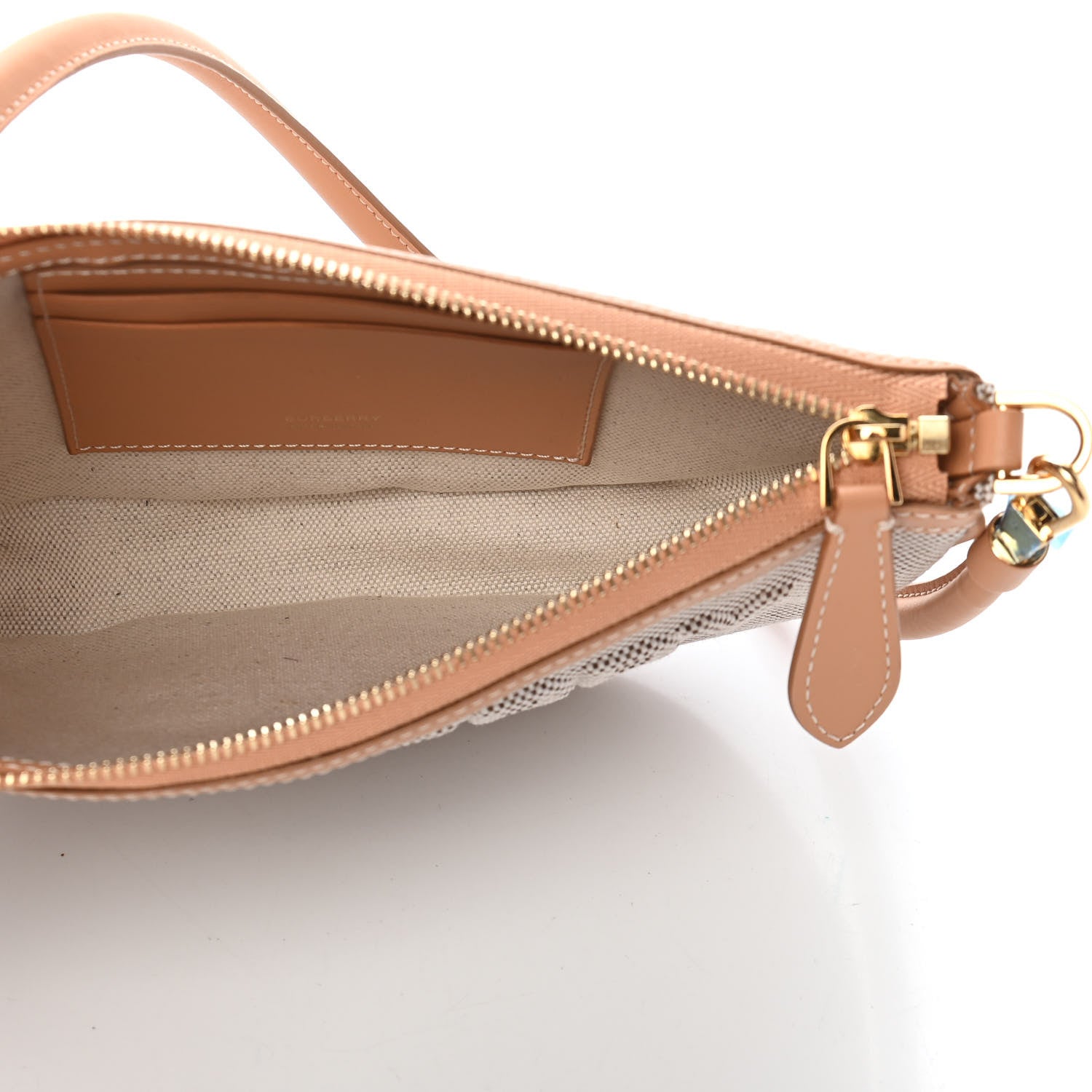 Burberry Canvas Smooth Calfskin Olympia Shoulder Bag Natural Tan 5 of 9