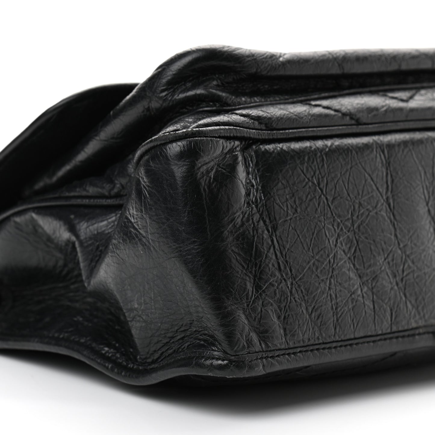 Crinkled Calfskin Matelasse Monogram Medium Niki Chain Satchel Black