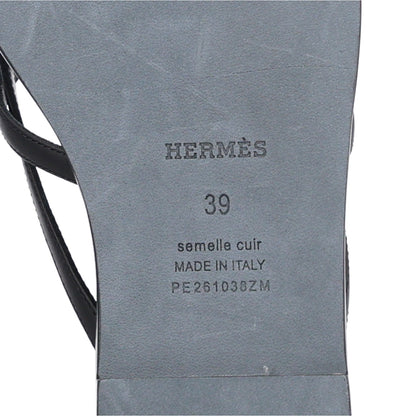 Hermes Calfskin Miss Sandals 39 Black 7 of 8