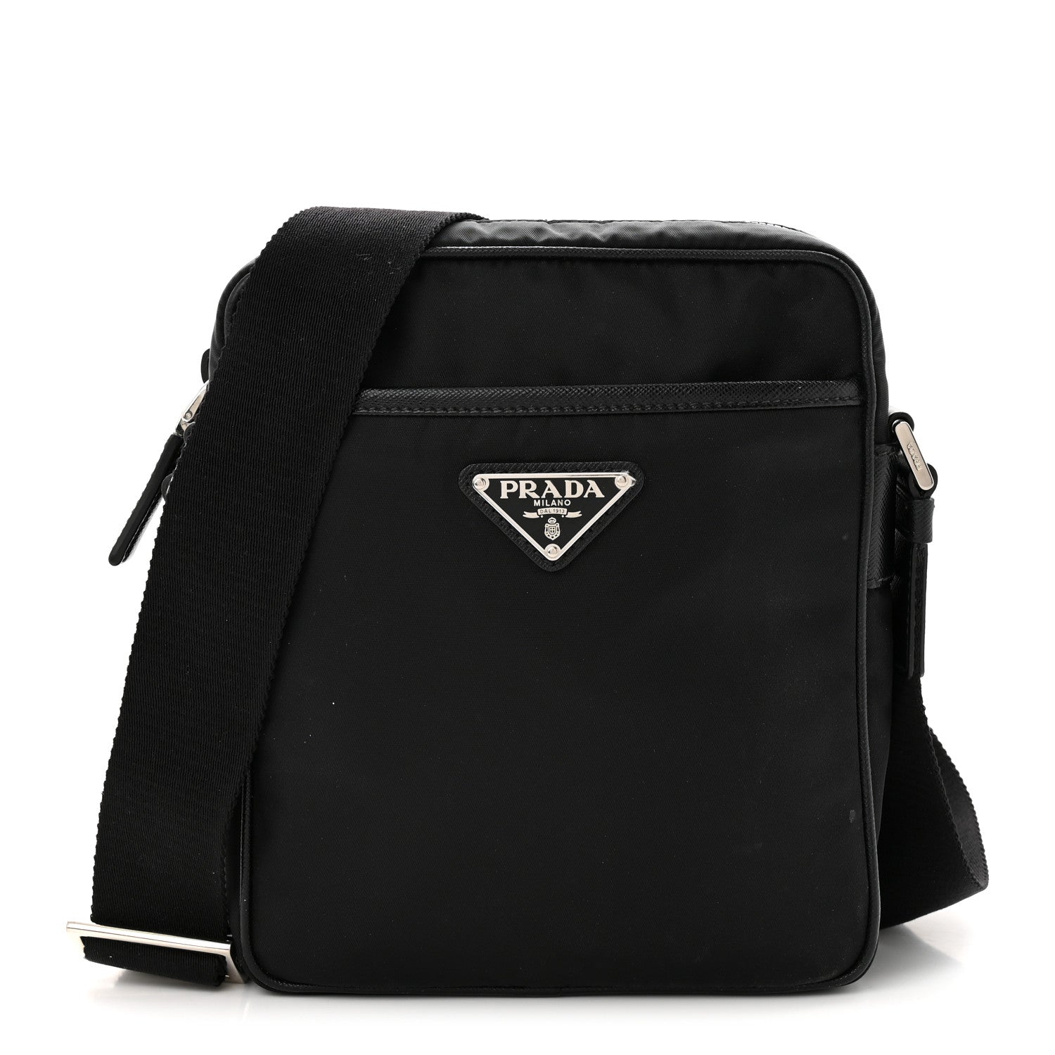 Prada Tessuto Nylon Saffiano Crossbody Black 1 of 14