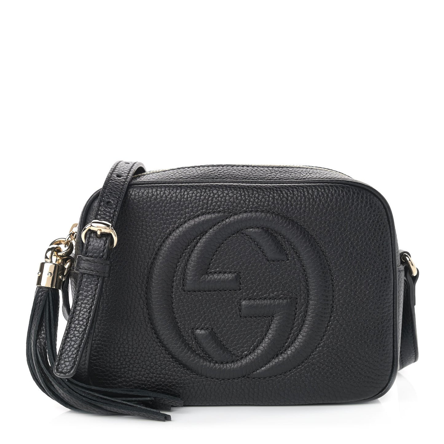 Pebbled Calfskin Small Soho Disco Bag Black