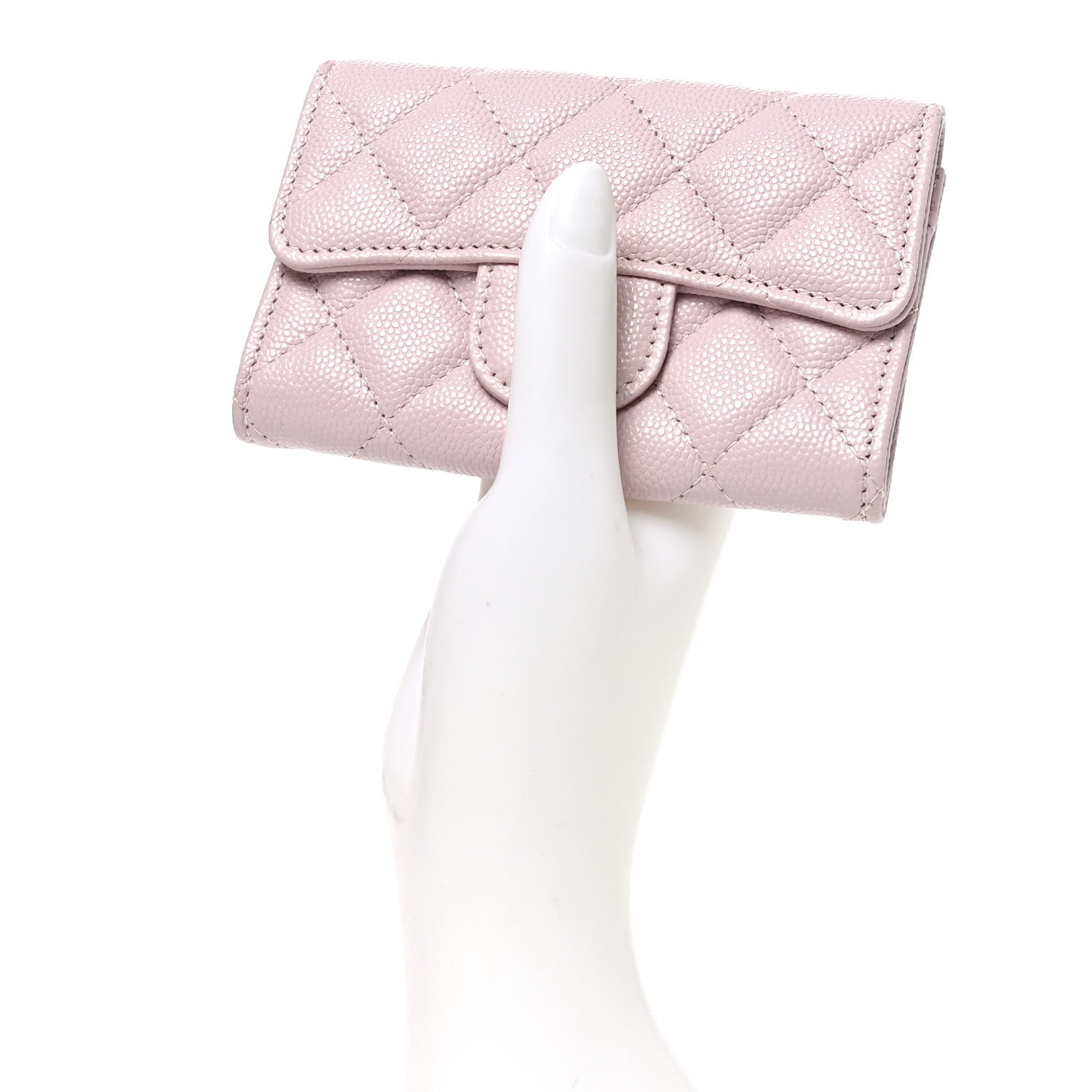 Chanel Caviar Quilted Flap Card Holder Wallet Light Pink 2 of 9