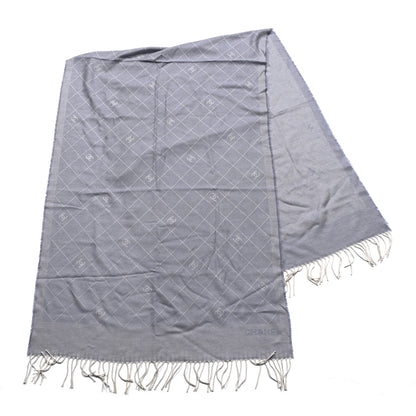 Chanel Cashmere Silk CC Diamond Fringe Scarf Blue 2 of 3