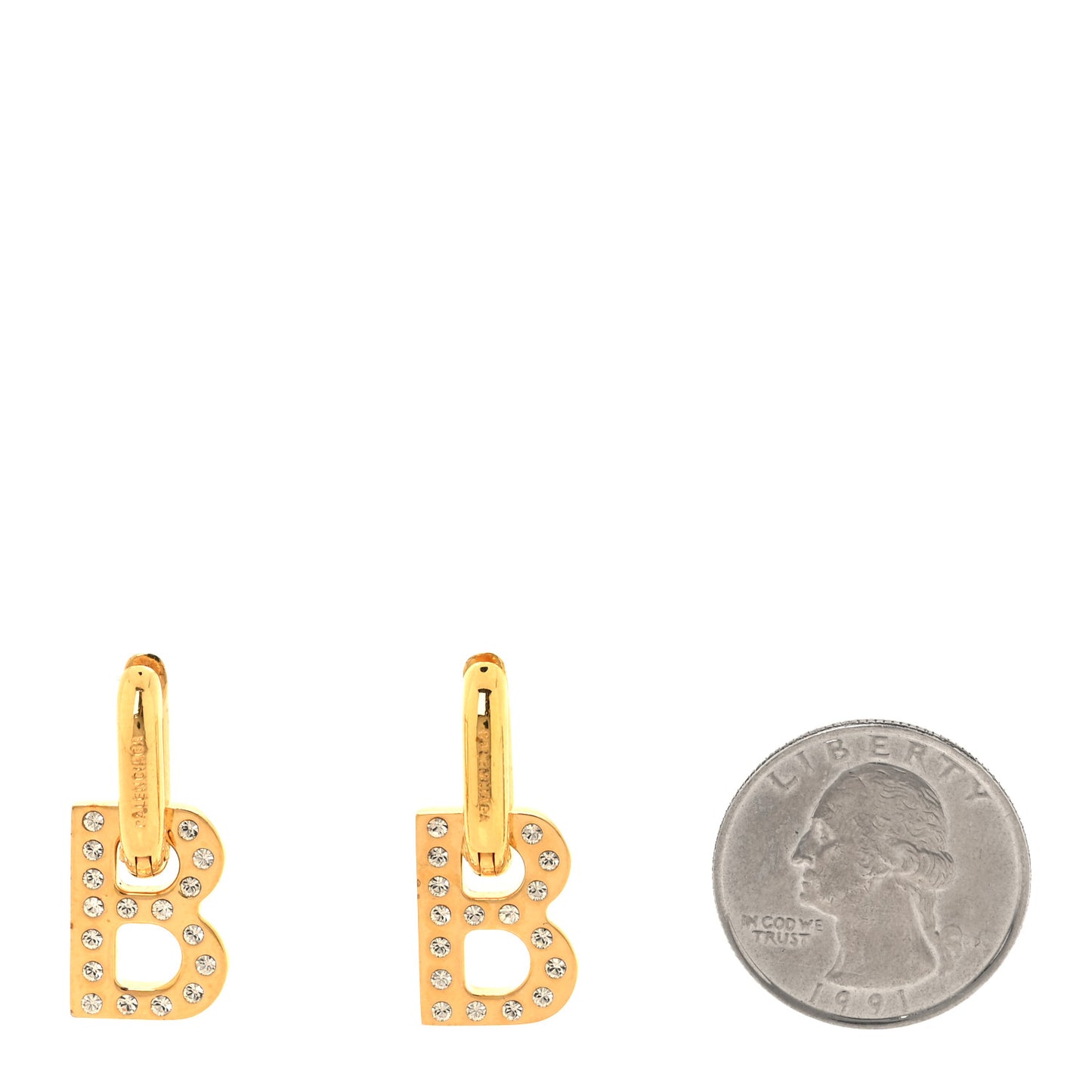 Crystal XS B Chain Drop Earrings Gold