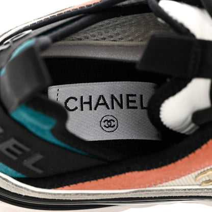 Chanel Fabric Suede CC Sneakers 37.5 White Light Grey Pink 7 of 10