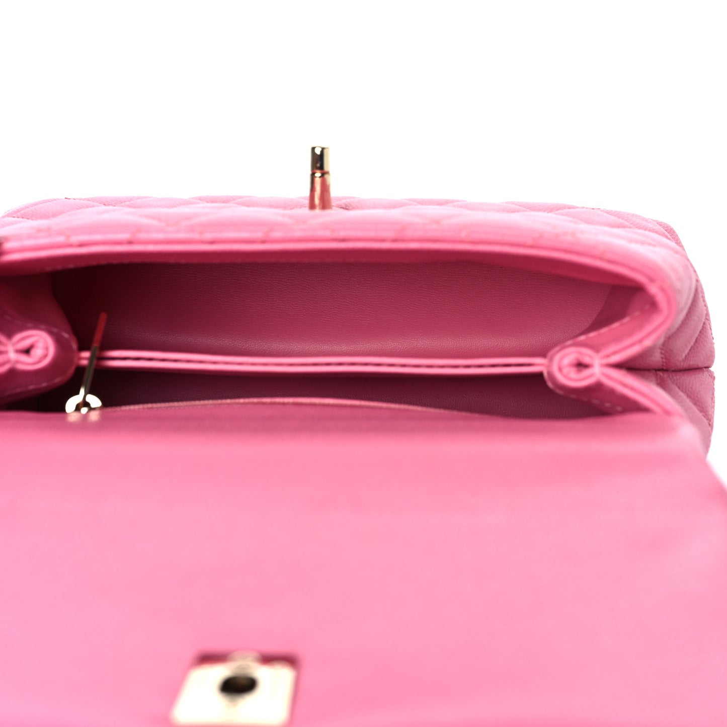 Caviar Lizard Embossed Quilted Mini Coco Handle Flap Pink