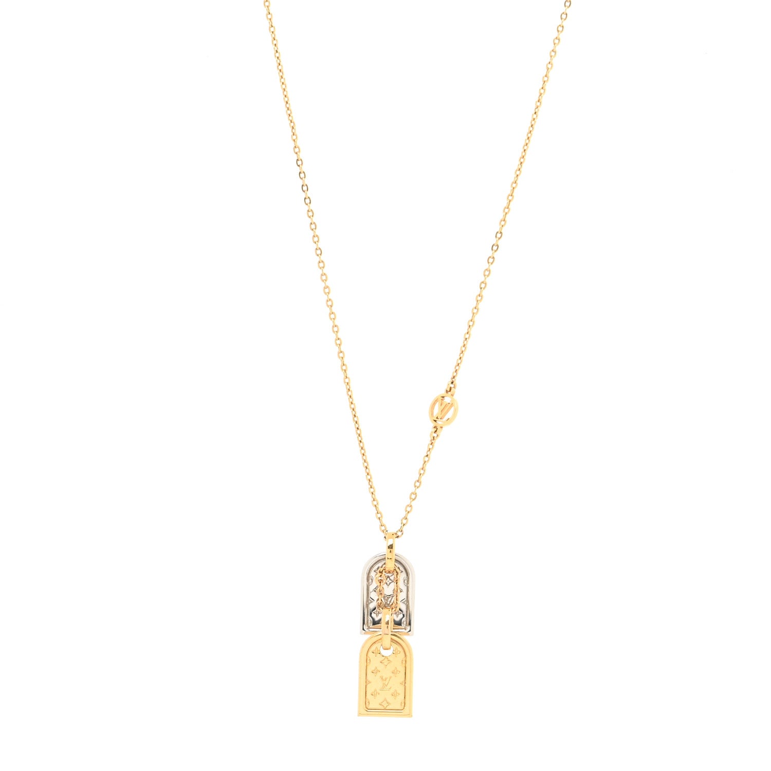 Louis Vuitton Nanogram Name Tag Necklace Gold 1 of 4