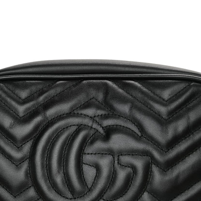 Gucci Calfskin Matelasse Small GG Marmont Chain Shoulder Bag Black 11 of 13