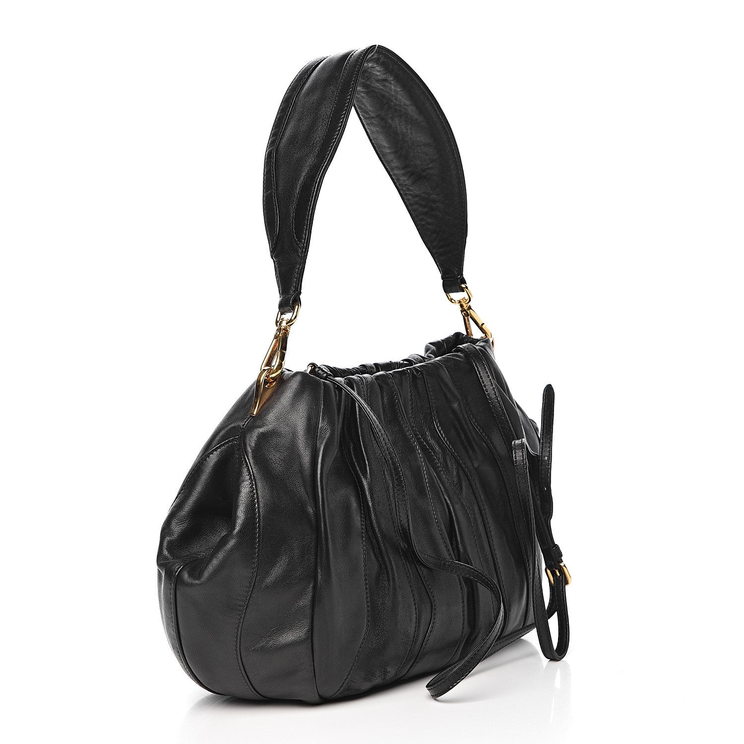 Prada Nappa Stripes Hobo Black 3 of 10