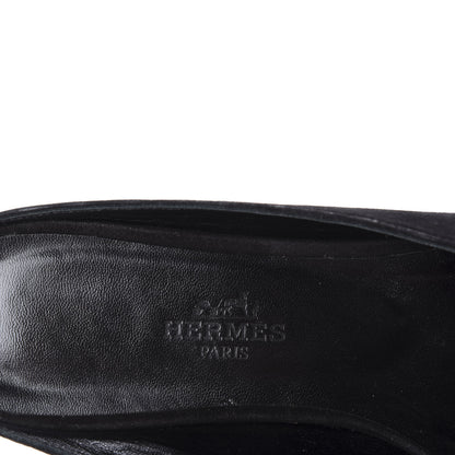Hermes Suede Goatskin Crystal Roxane Mules 36 Black 7 of 8