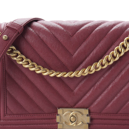 Chanel Caviar Chevron Quilted New Medium Boy Flap Red 11 of 12