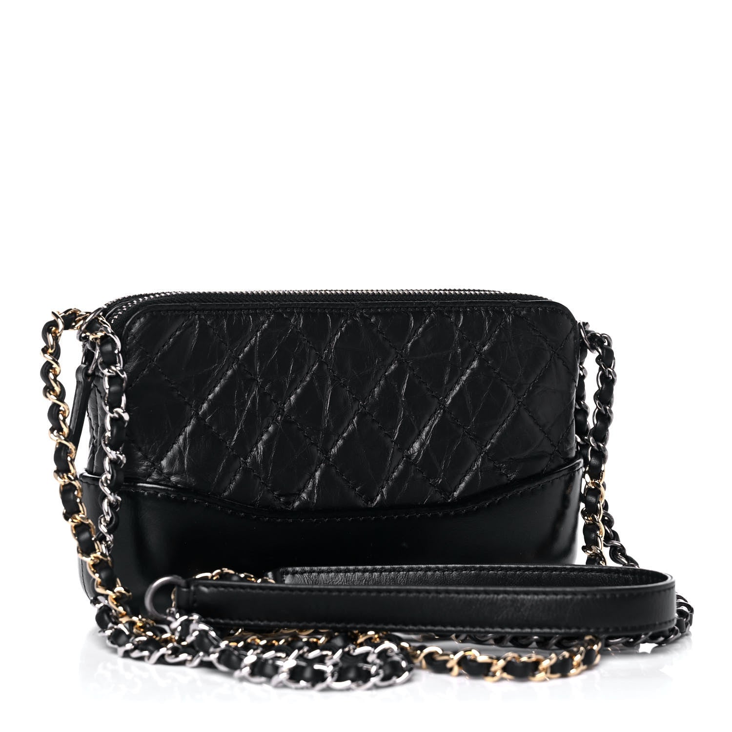 Chanel Aged Calfskin Quilted Small Gabrielle Clutch With Chain Black 3 of 9