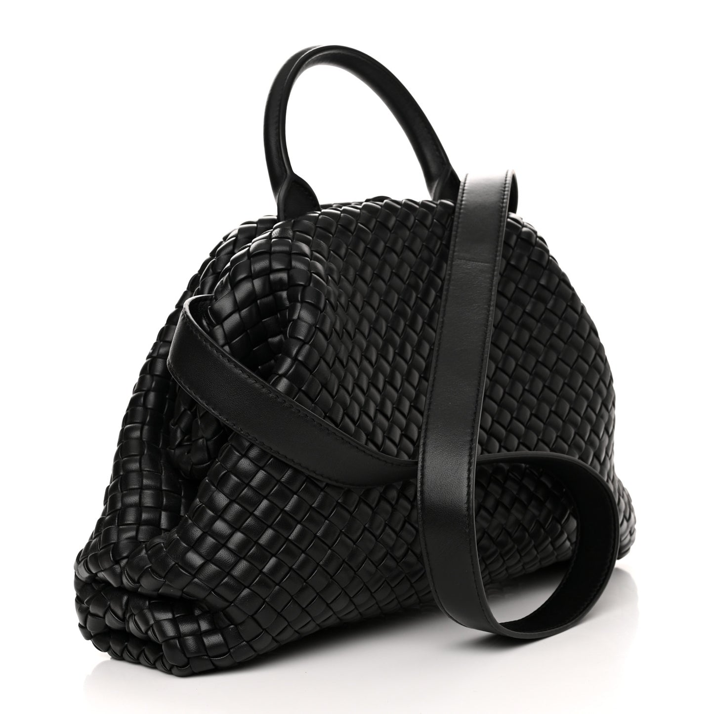 Nappa Intrecciato Medium Padded The Handle Tote Black