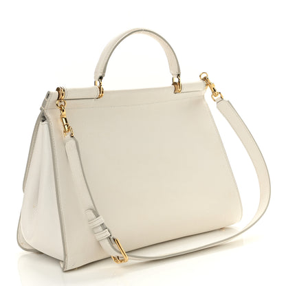 Dolce & Gabbana Calfskin Medium Sicily Soft Satchel White 3 of 14