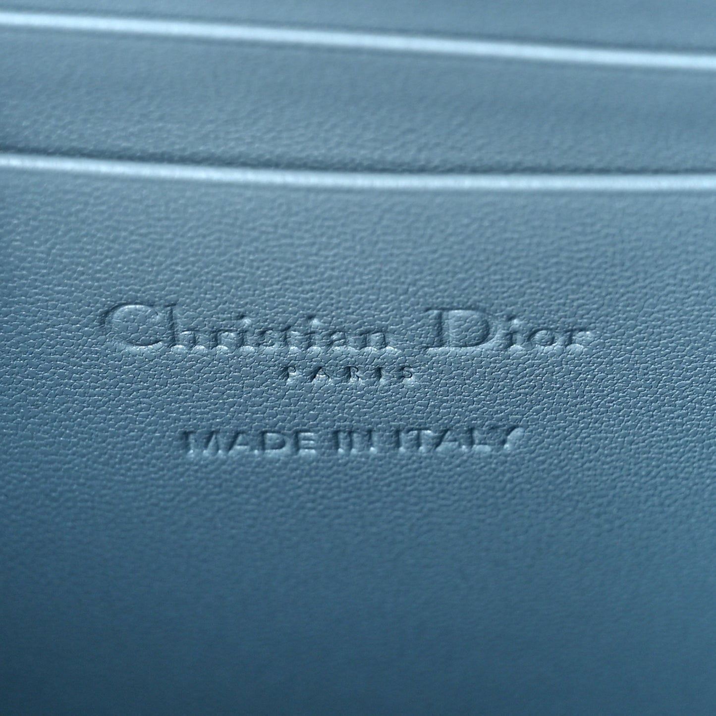 Patent Cannage Lady Dior Phone Holder Cloud Blue