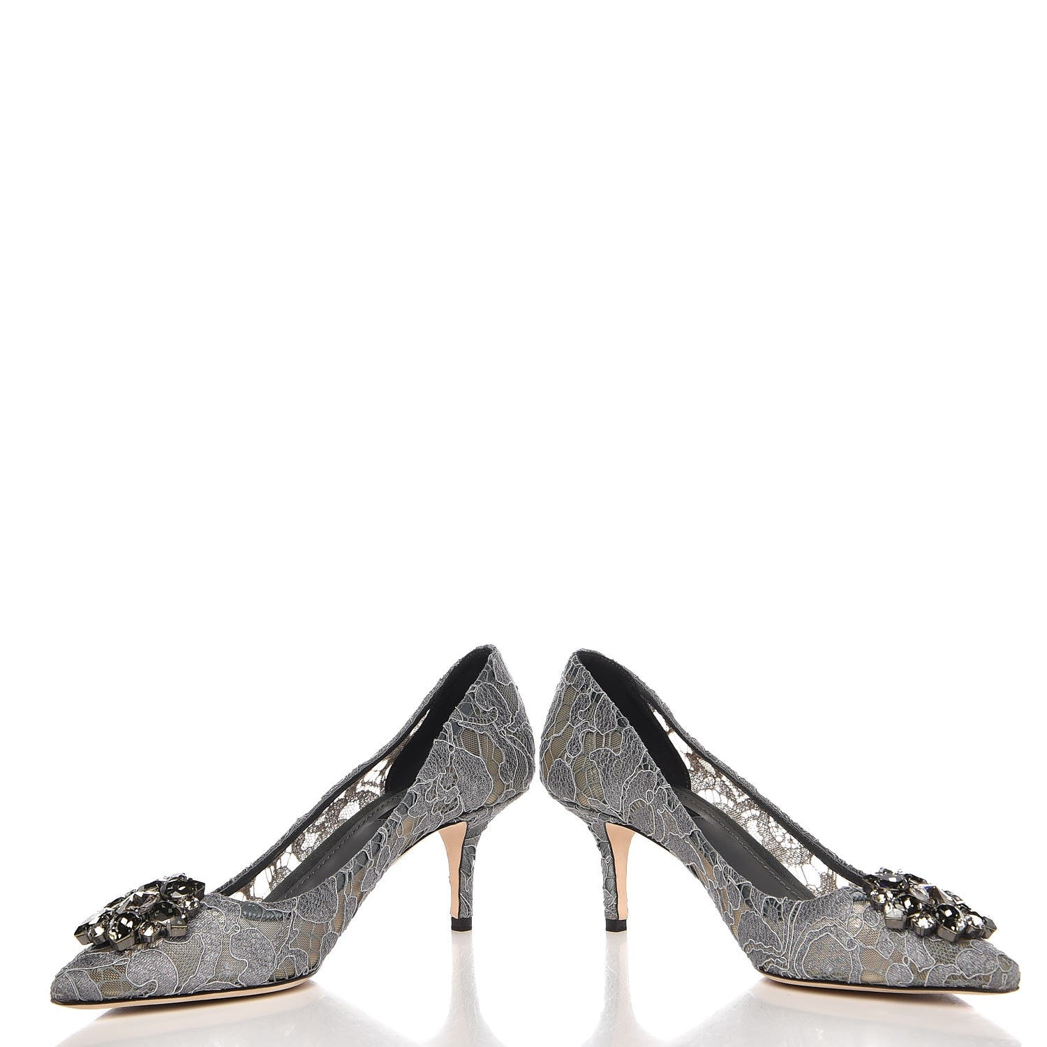 Dolce & Gabbana Lace Embellished Rosa Pumps 40 Grey 6 of 9