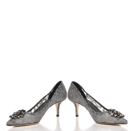 Dolce & Gabbana Lace Embellished Rosa Pumps 40 Grey 6 of 9