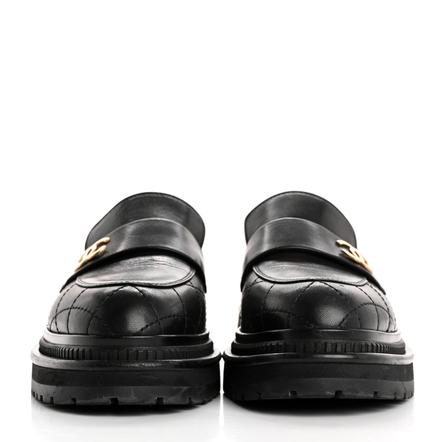 Chanel Calfskin Quilted CC Mocassin Loafers 38 Black 3 of 13