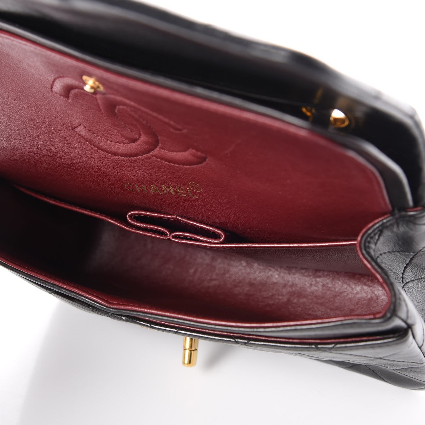 Lambskin Quilted Small Double Flap Black