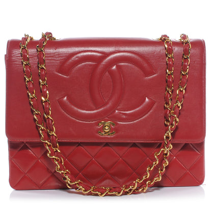 Chanel Lambskin Vintage Jumbo CC Flap Red 1 of 8