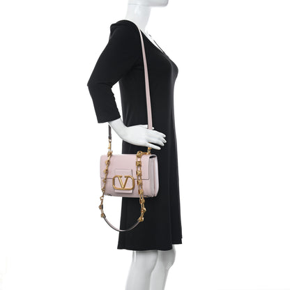 Valentino Garavani Grainy Calfskin VLogo Stud Sign Shoulder Bag Rose Quartz 2 of 11
