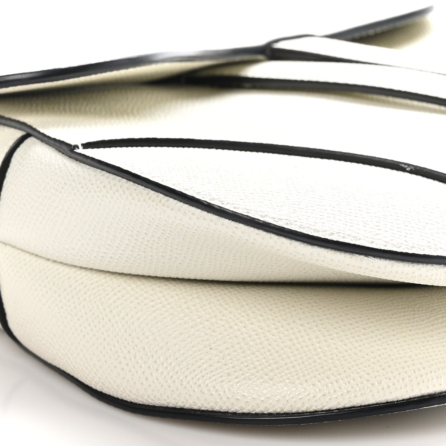 Grained Calfskin Saddle Bag White