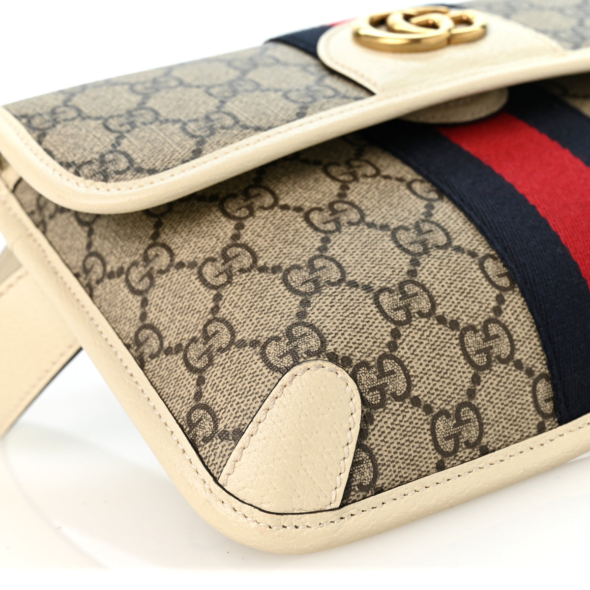 GG Supreme Monogram Web Small Ophidia Belt Bag 110 44 Beige Ebony White