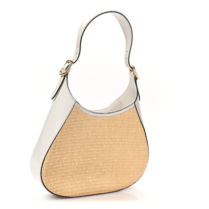 Prada Paglia Spazzolato Shoulder Bag Naturale White 3 of 9