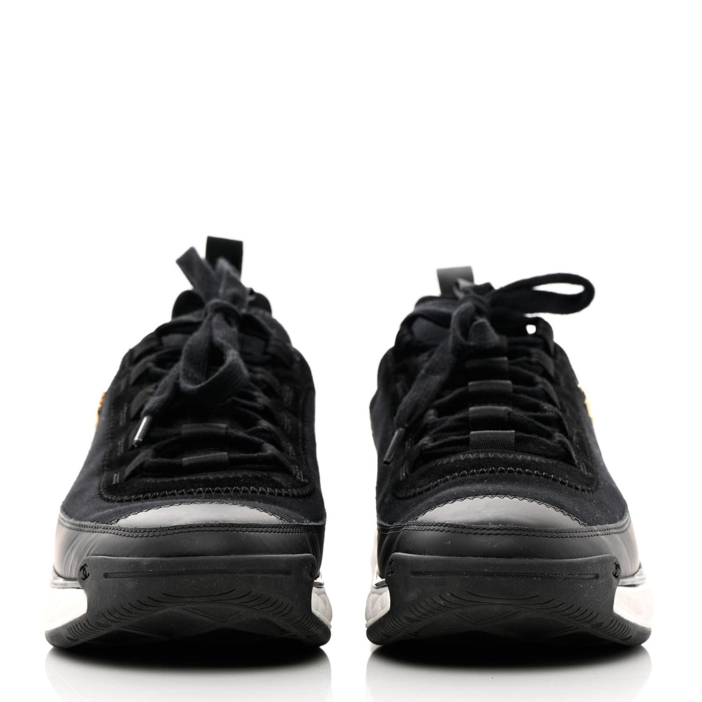 Velvet Calfskin Mixed Fibers CC Sneakers 40 Black