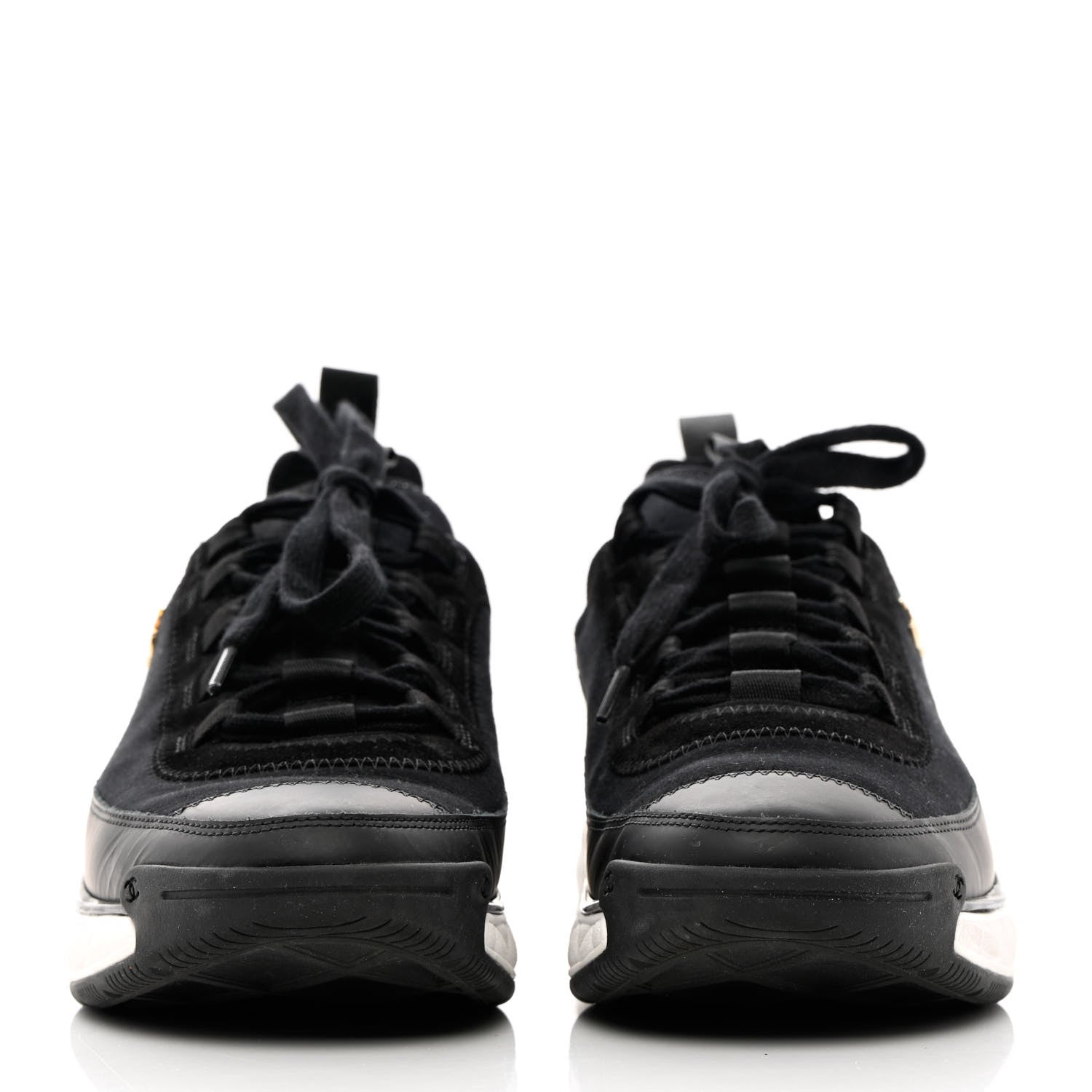 Chanel Velvet Calfskin Mixed Fibers CC Sneakers 40 Black 2 of 12