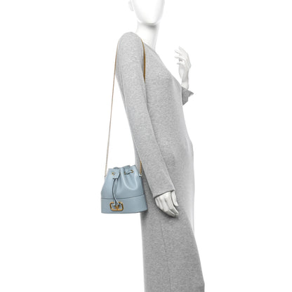 Valentino Garavani Nappa Mini VLogo Signature Chain Bucket Bag Blue Porcelain 2 of 9