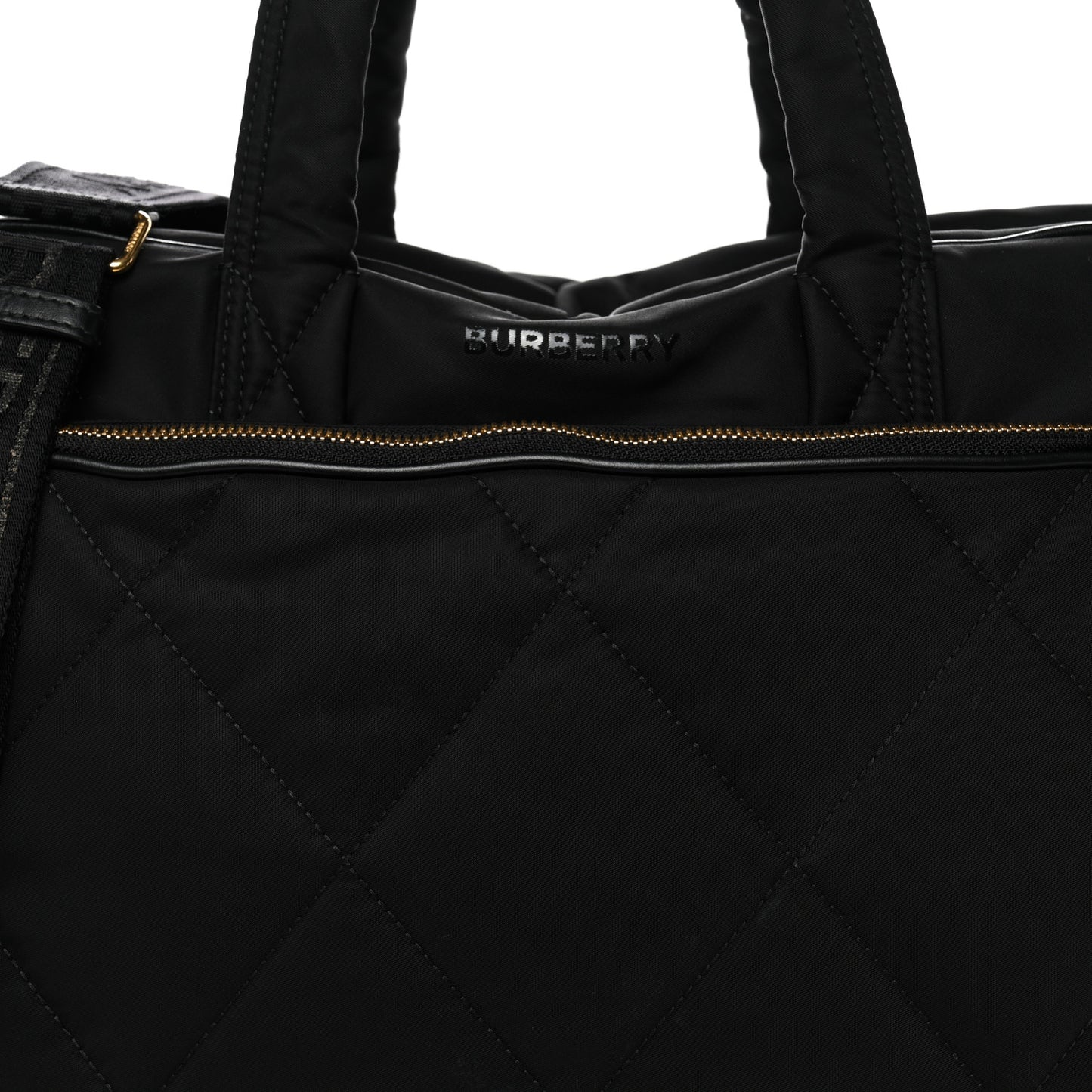 Nylon Quilted Diaper Tote Bag Black