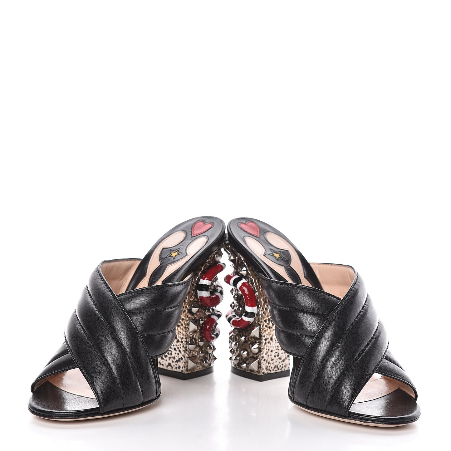 Malaga Kid Kingsnake Webby Crossover High Heel Slide Sandals 37.5 Black
