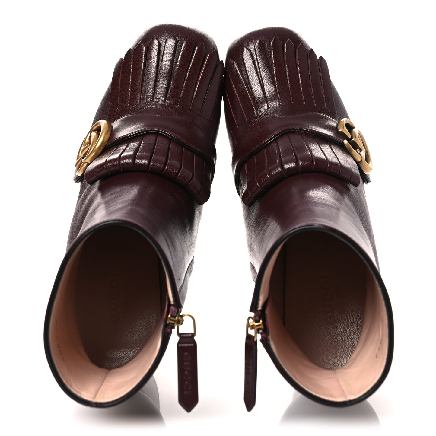 Malaga Kid GG Marmont Fringe 75mm Ankle Boots 36 Vintage Bordeaux